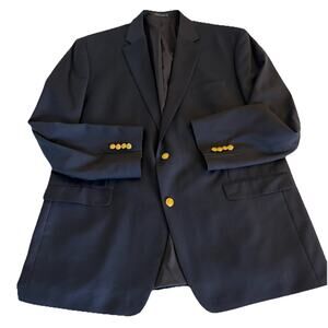 RALPH LAUREN Men’s Navy Blue Blazer Sport Coat Jacket 48L Wool Gold Buttons